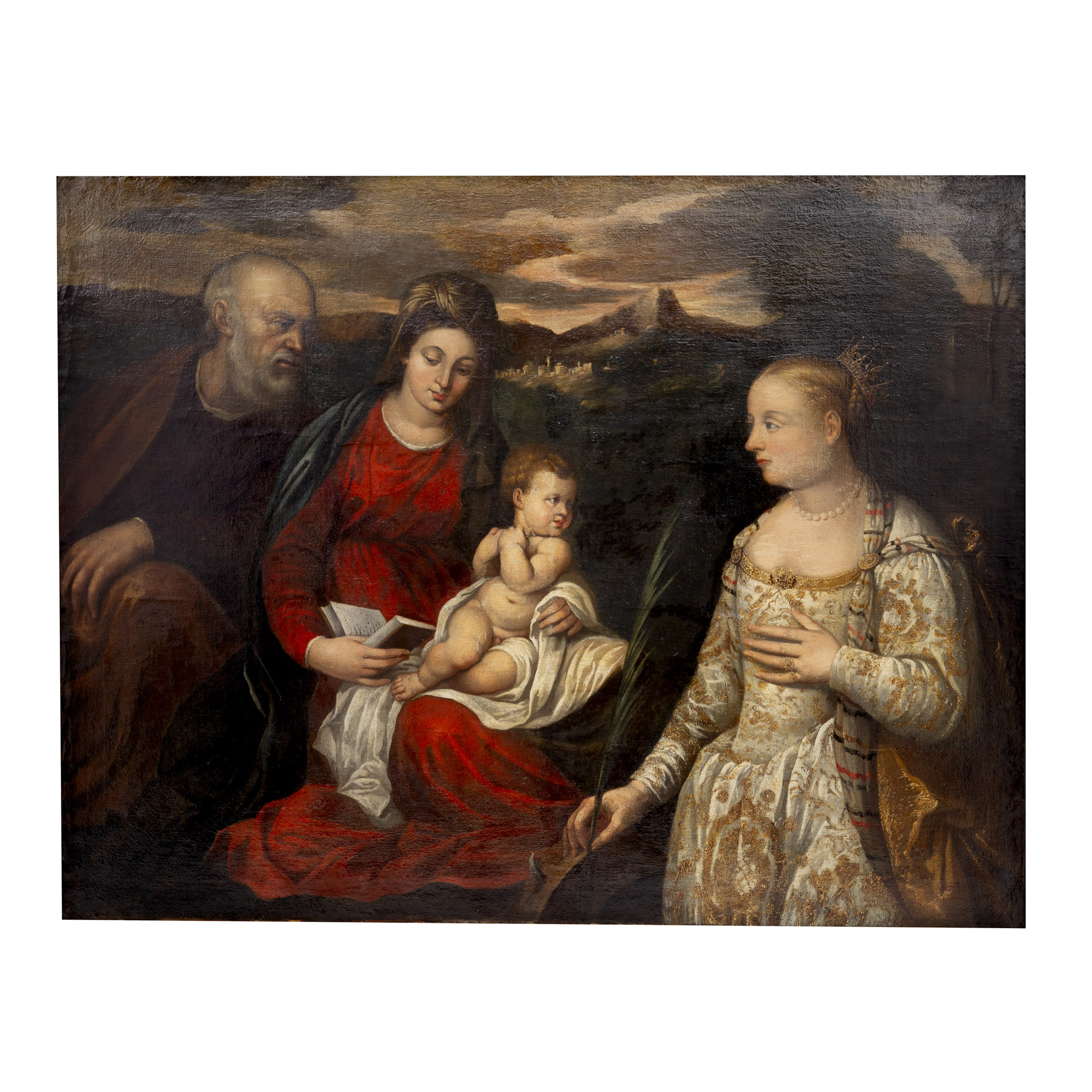 Altmeisterliches Gemälde Jesuskind mit Eltern und Königin - Image 4 of 12