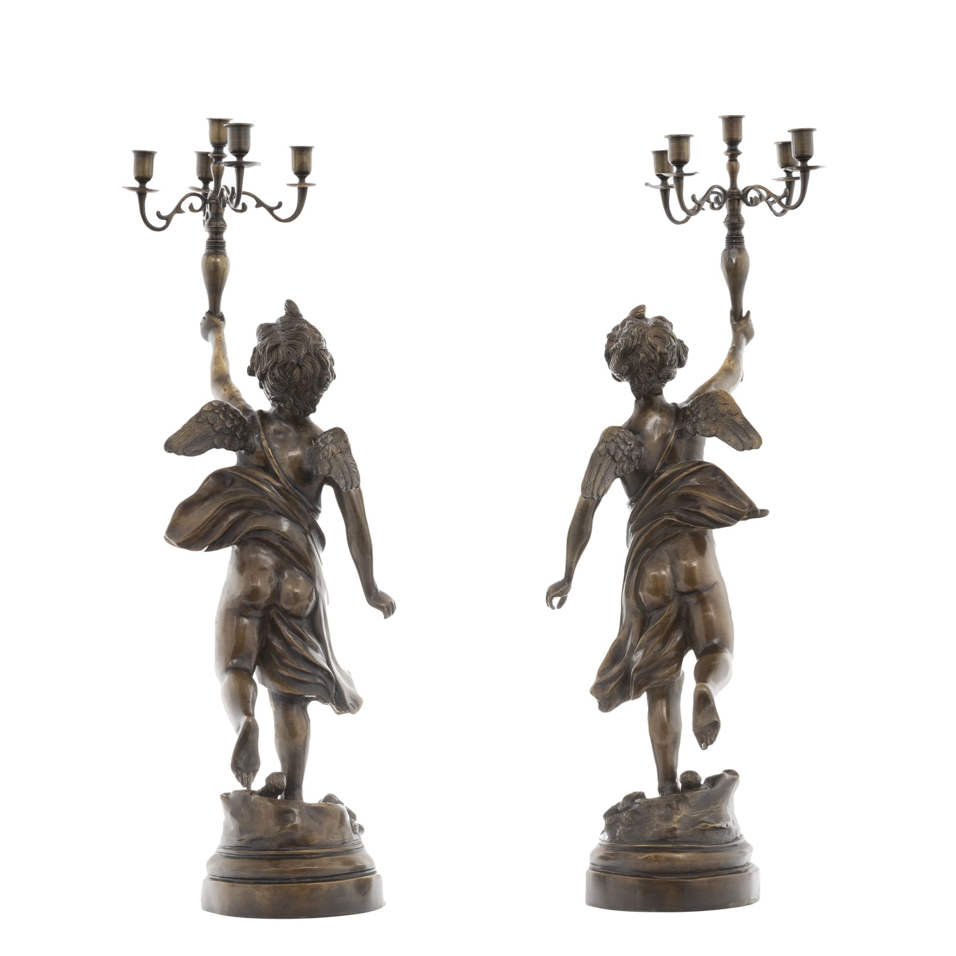 Bronze, Imposante Kerzenleuchter mit Putten - Bild 3 aus 8