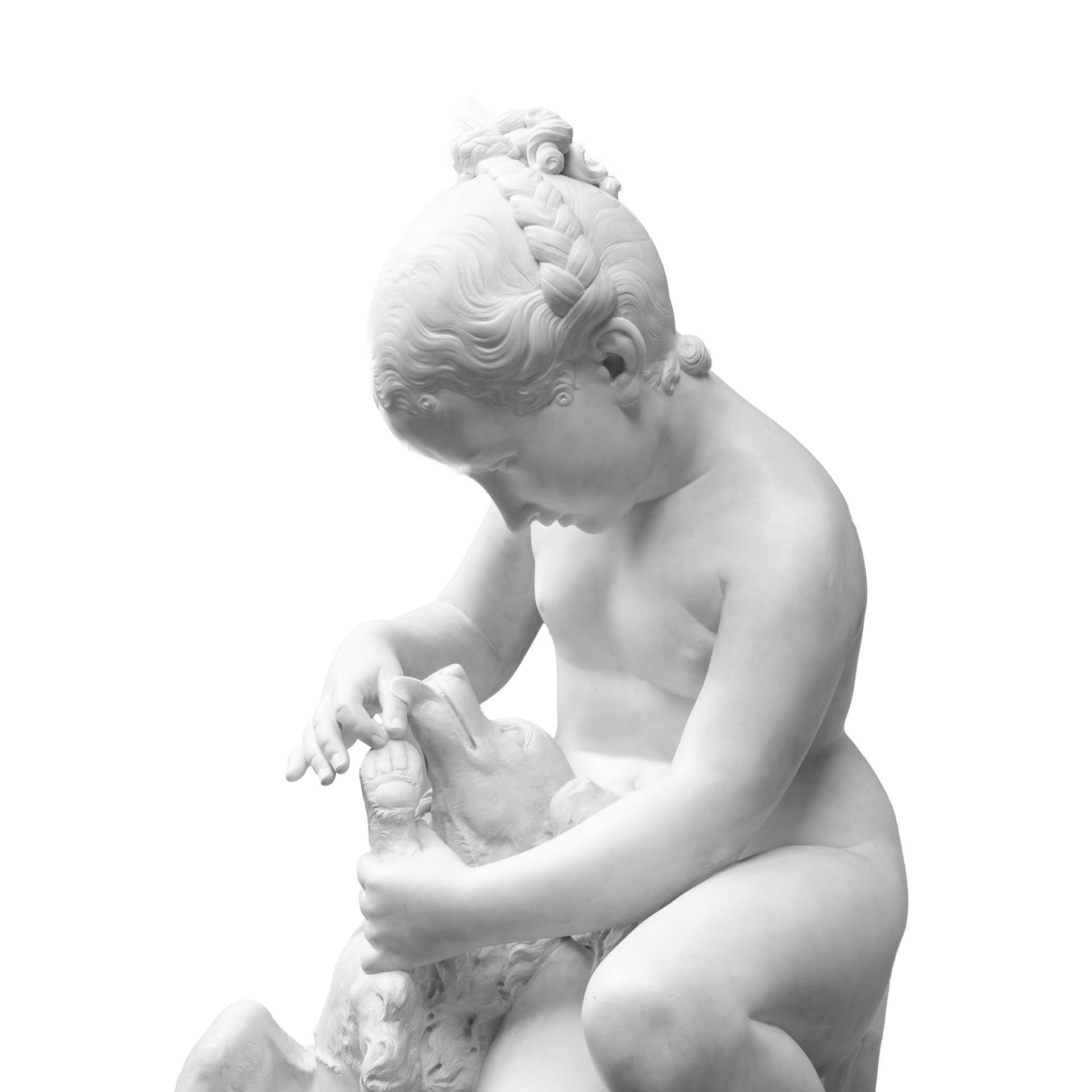 Marmorfigur eines Mädchens mit Hund - Image 3 of 4