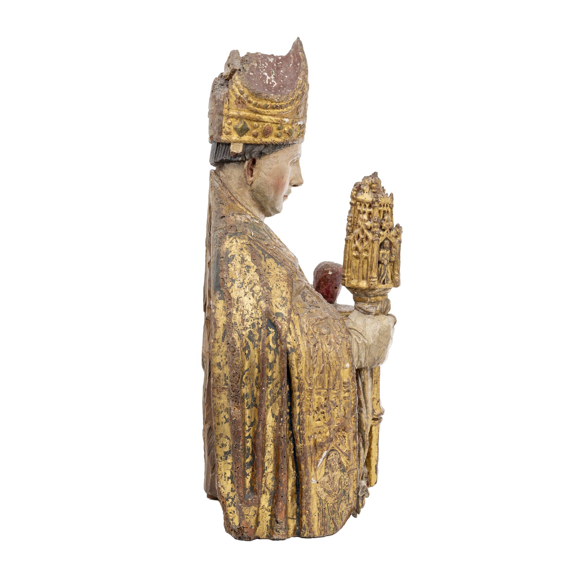 Hochwertige Heiligenfigur, Heiliger Bischof Nikolaus von Mira     - Bild 2 aus 4