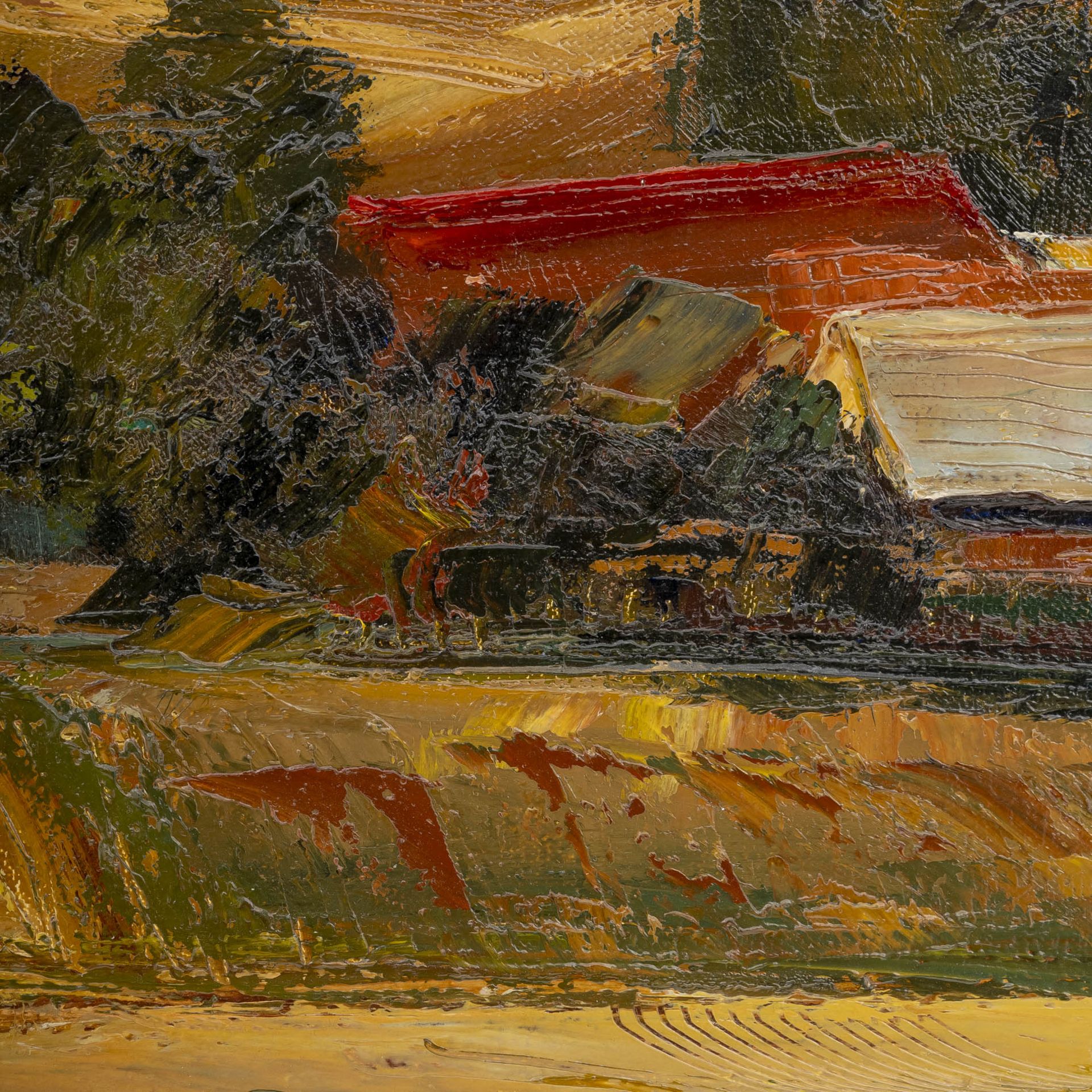 Emanuel Famira, Gemälde Landschaft mit Bauernhöfen  - Bild 6 aus 7