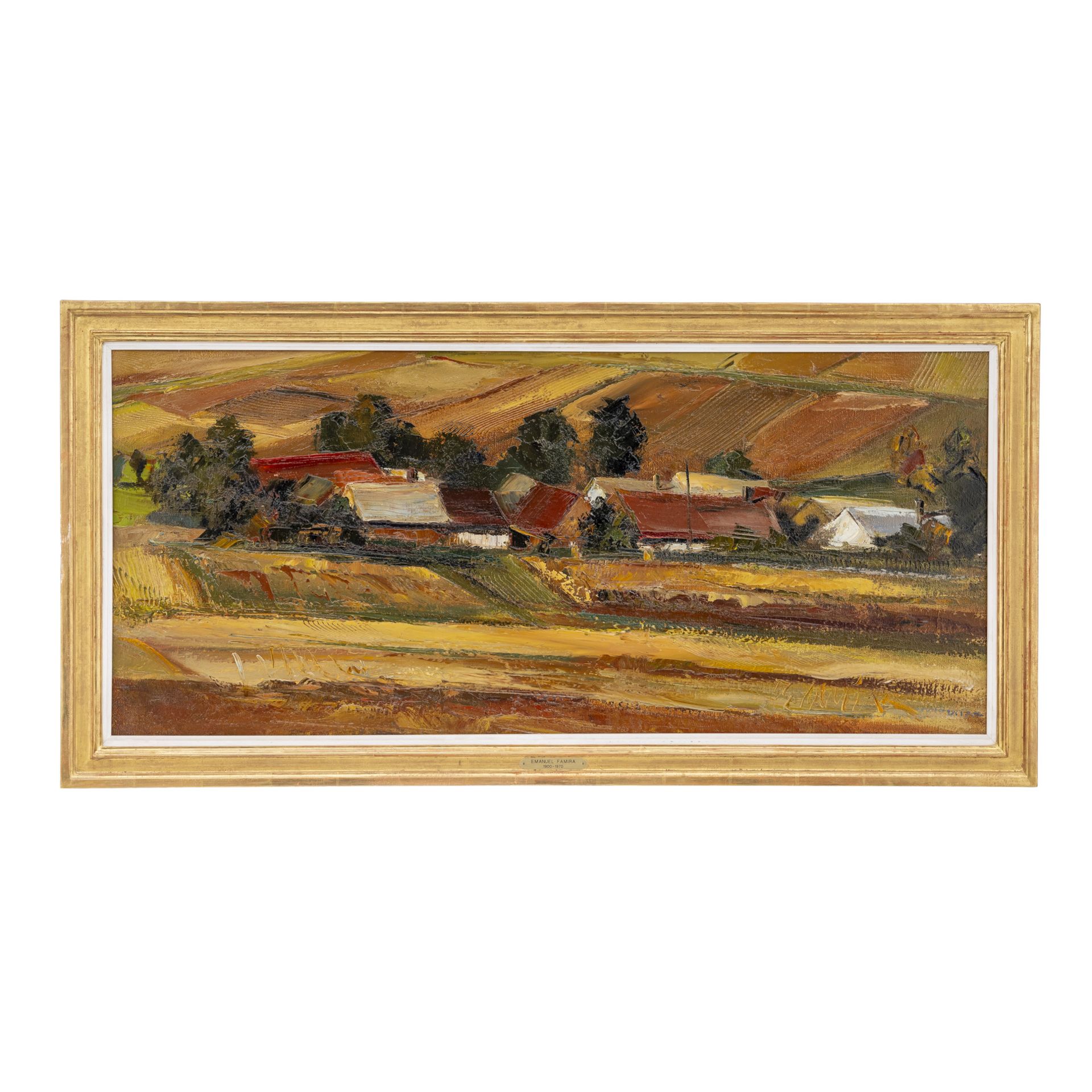 Emanuel Famira, Gemälde Landschaft mit Bauernhöfen  - Bild 3 aus 7