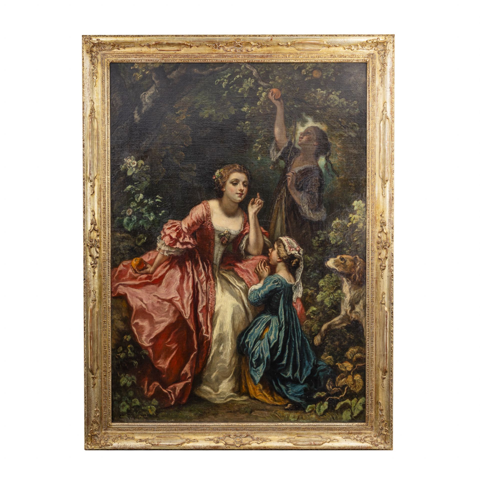 Camille Joseph Etienne Roqueplan (1802 Mallemort - 1855 Paris), Galante Szenerie unter dem Orangenba - Image 14 of 14