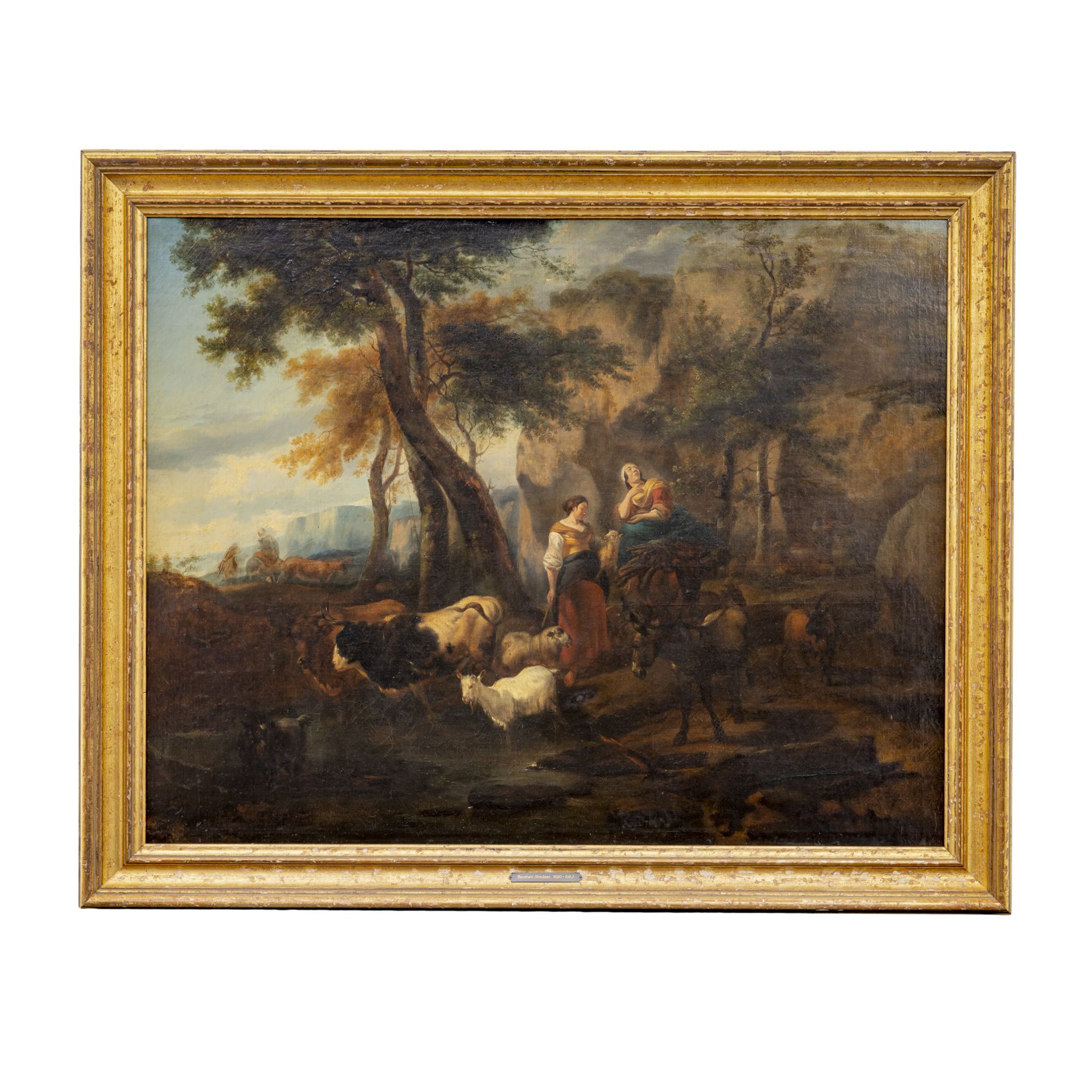 Nicolaes Pietersz. Berchem zugeschrieben, Arkadische Ideallandschaft  - Bild 3 aus 3