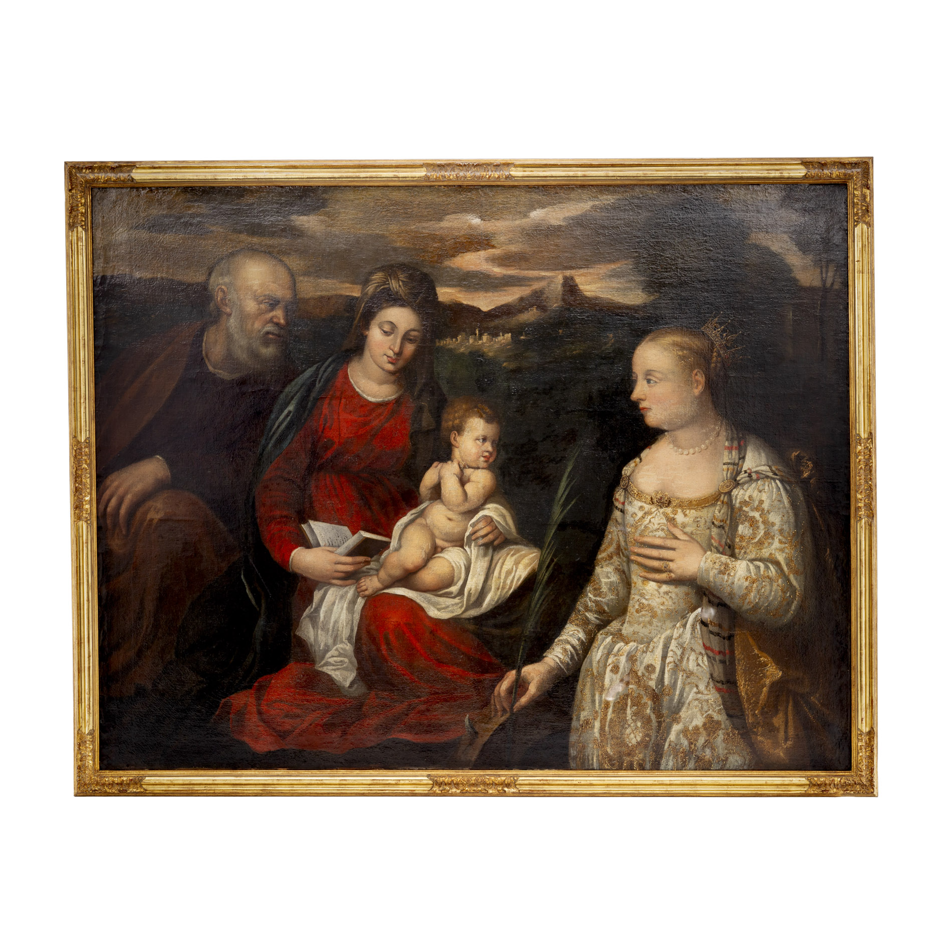 Altmeisterliches Gemälde Jesuskind mit Eltern und Königin - Image 3 of 12