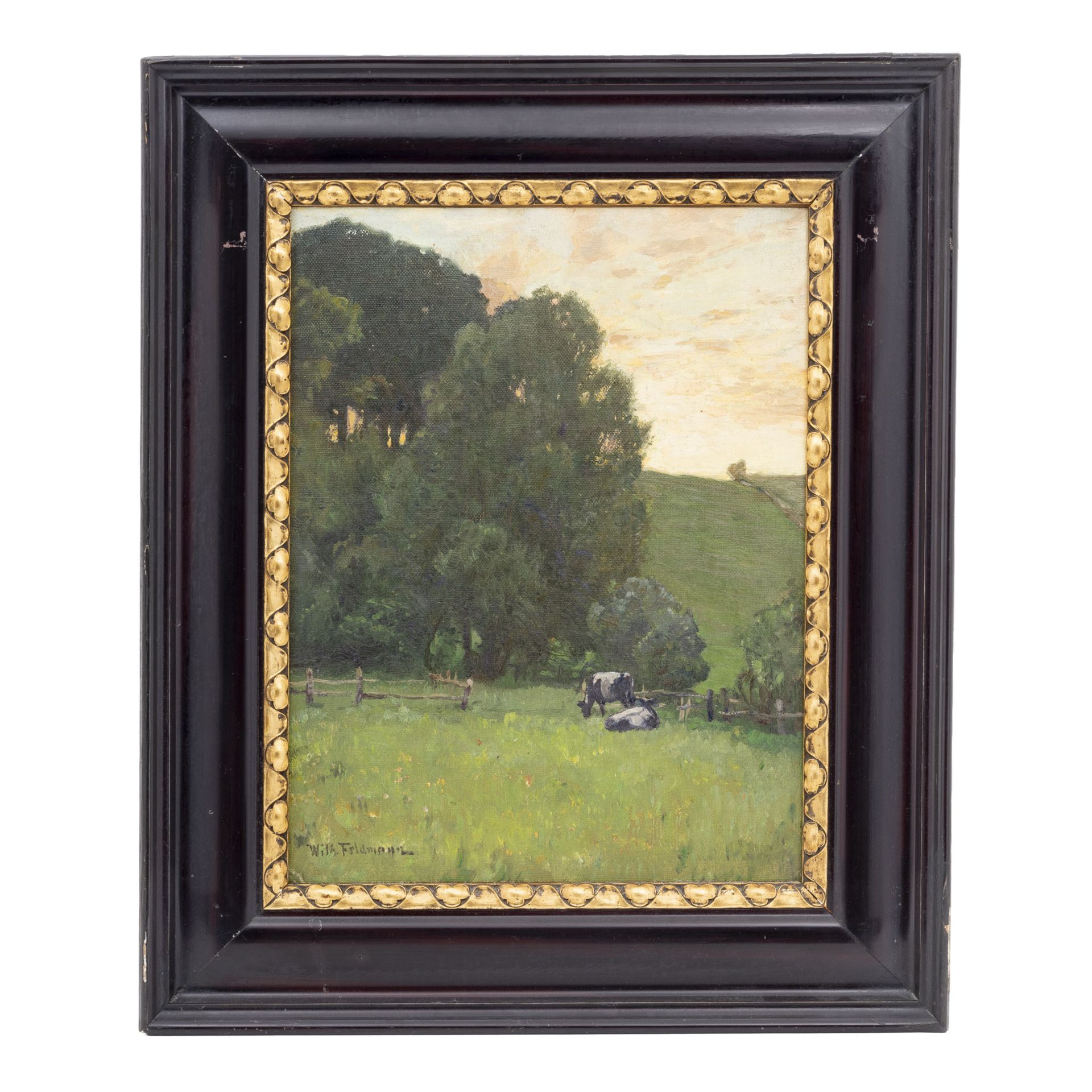 Wilhelm Feldmann (geb. 1859 Lüneburg - 1932 Lübeck), Landschaft mit grasenden Kühen - Bild 3 aus 3