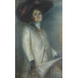 Frankreich um 1900, wohl: Elegante Dame mit weitem Hut