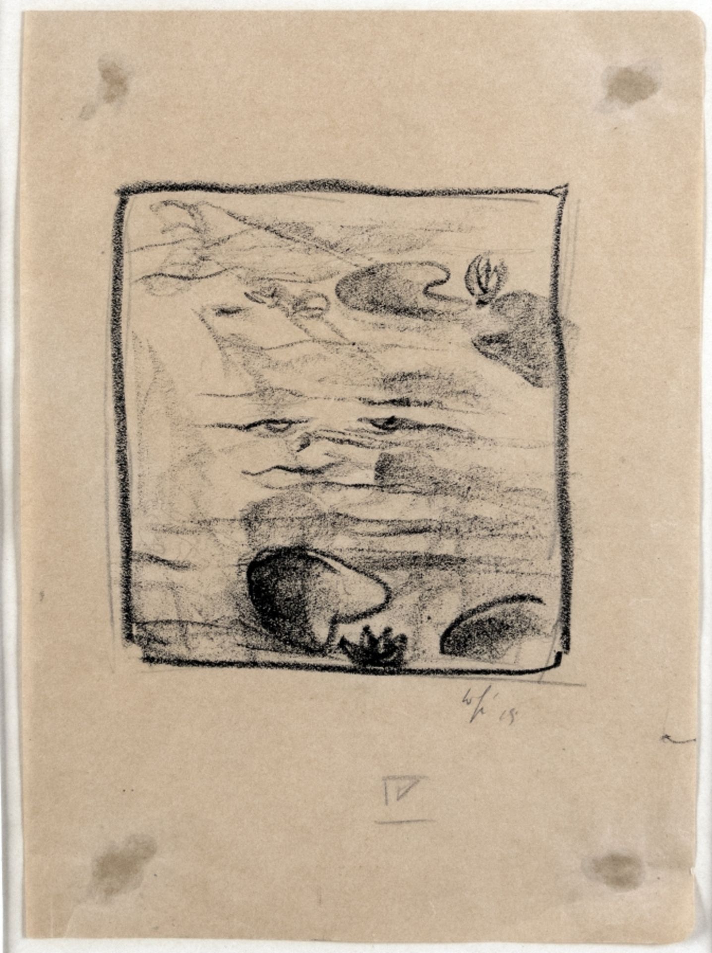 Expressionist, 1. Hälfte 20. Jh.:  Teich mit Seerose