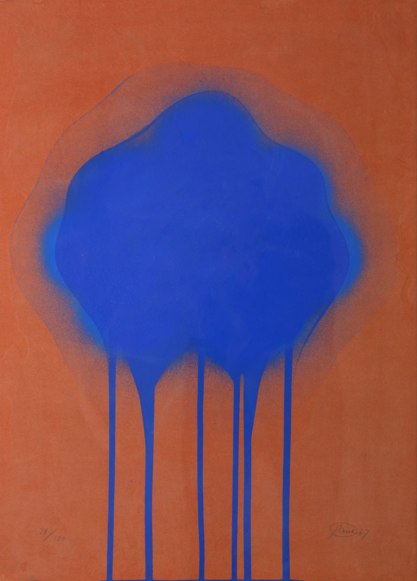 Otto Piene*, blaue Feuerblume, 1967, Ex. 28/100. signiert