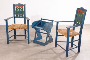 Heinrich Vogeler, 2 chairs and stools, model Tulpe / Tulip