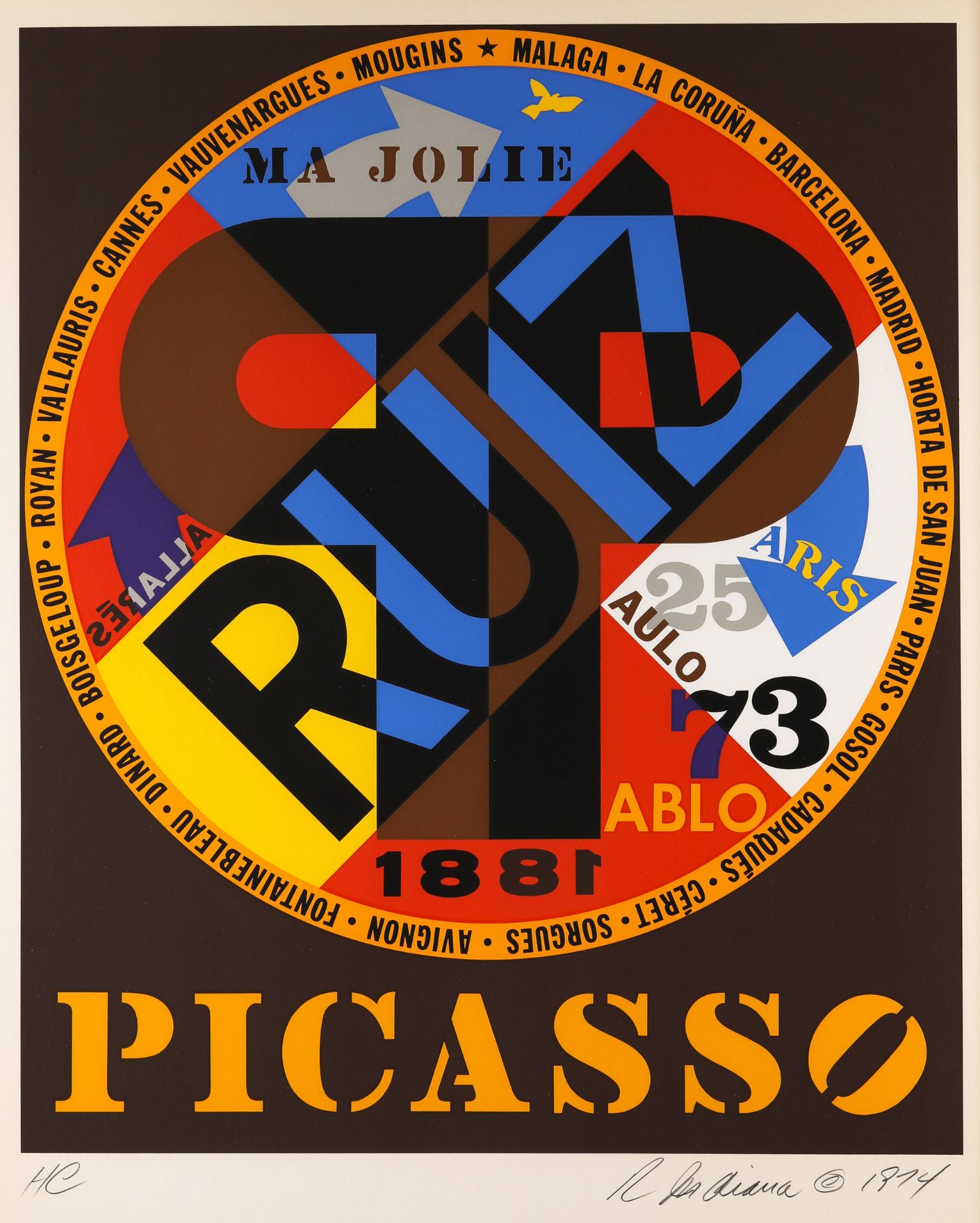 Robert Indiana, 'Picasso, from Hommage à Picasso', Color screenprint. HC print