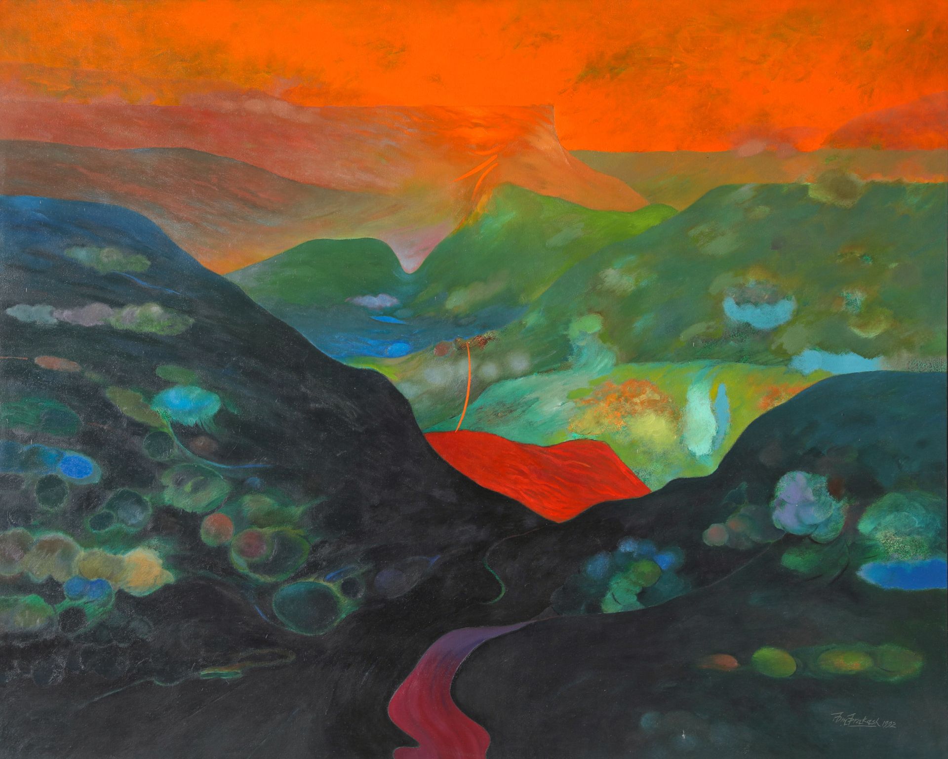 Om Prakash Sharma, On Top of the Clouds, 1991, Oil on canvas