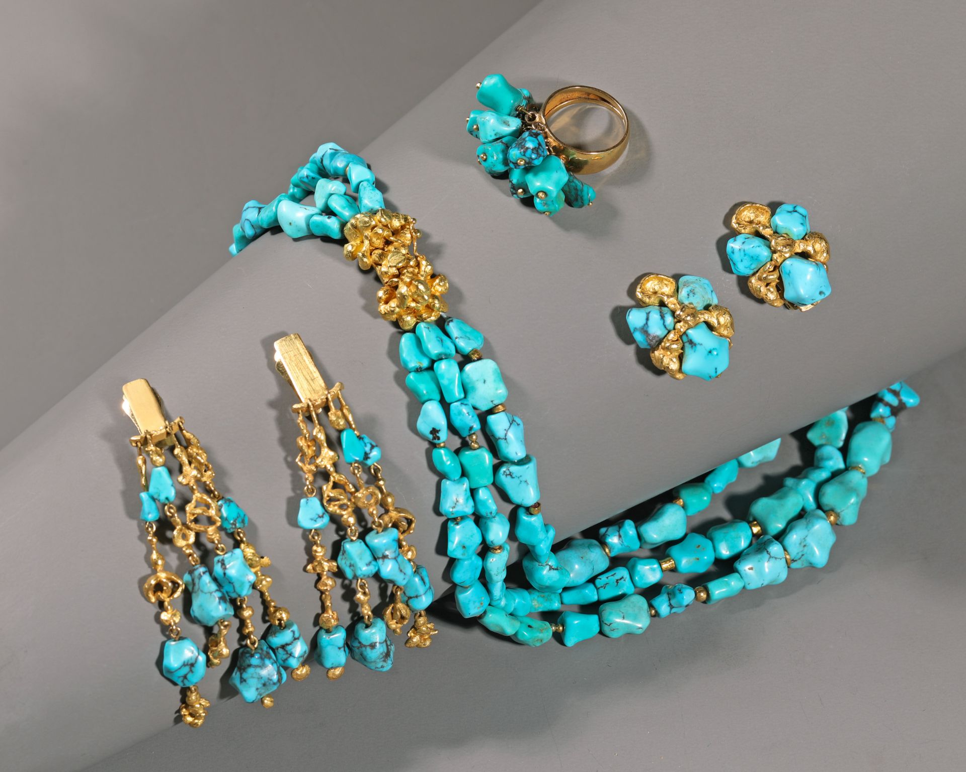 Ebbe Weiss-Weingart, four-piece turquoise set