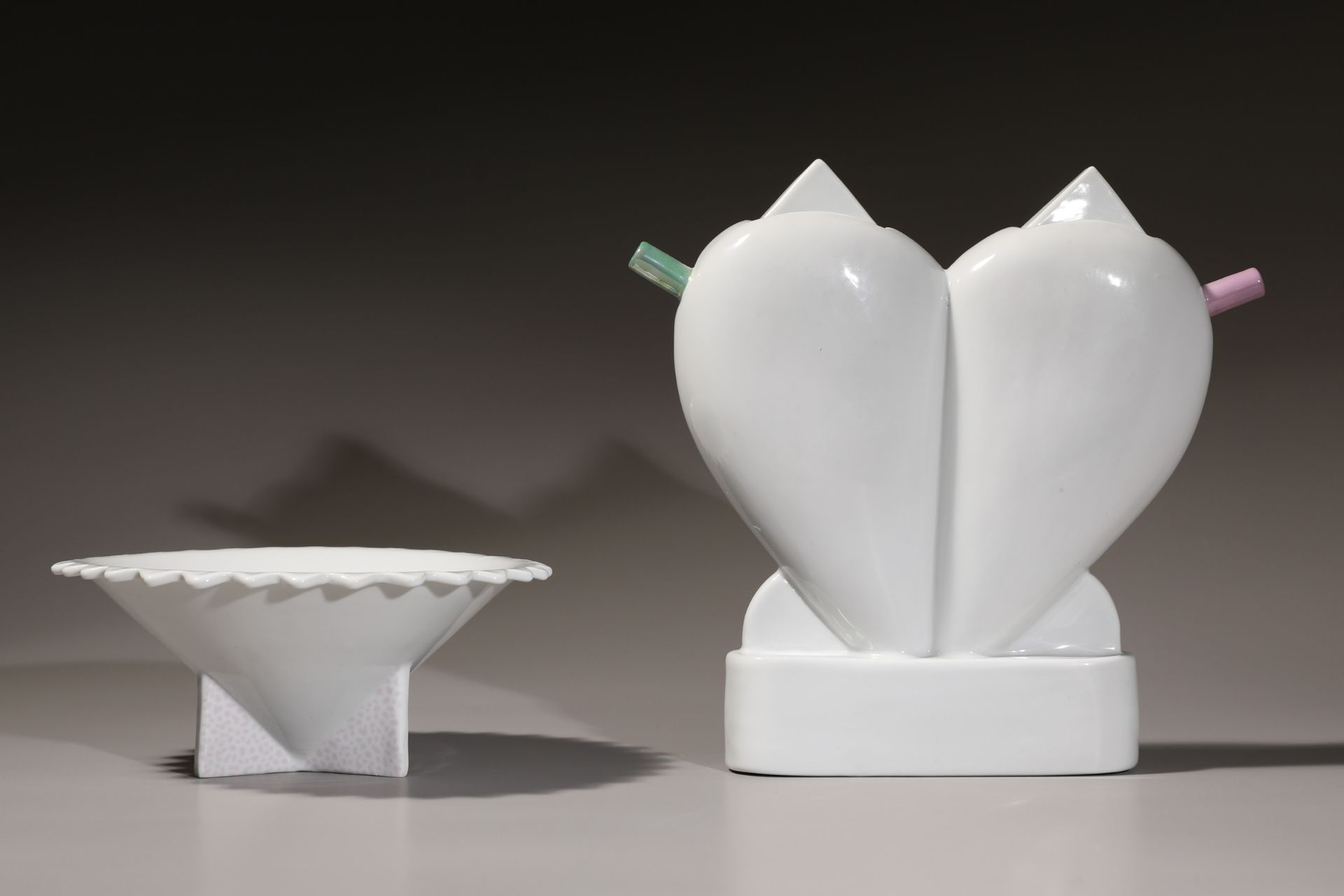 Matteo Thun, Memphis, Schälchen Modell Nefertiti + Doppelkännchen Essig / Öl - Bild 2 aus 4