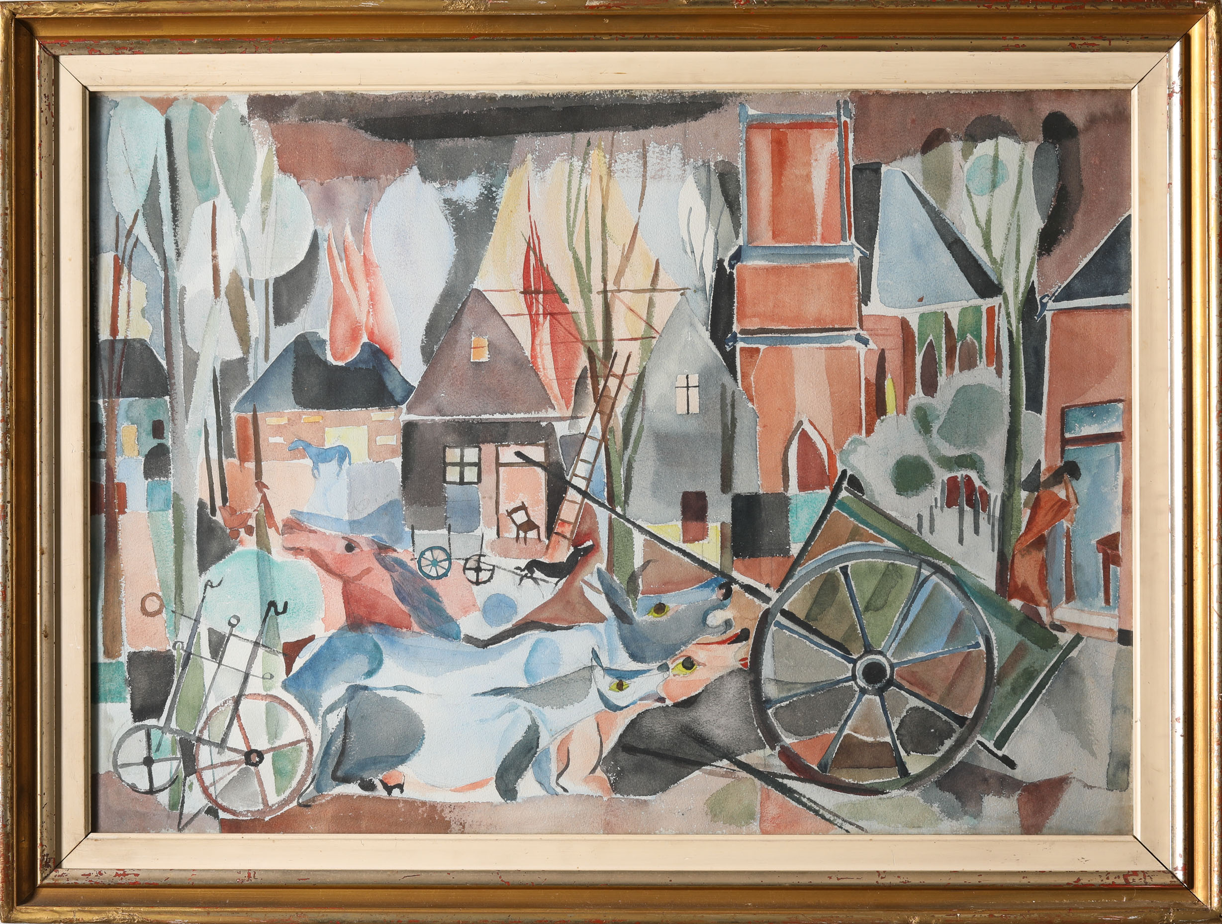 Ludwig Gabriel Schrieber, Nach einer Düsseldorfer Bombennacht, Watercolor on paper - Image 2 of 6