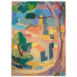 Edmund Daniel Kinzinger. Village in southern France. Pastel on laid paper