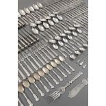 G. Hermeling for Wilkens Söhne, Bremen, 118-piece cutlery set with serving pieces