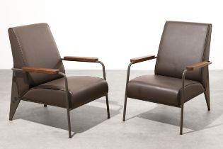 Jean Prouvé, Vitra, 2 Sessel Modell Fauteuil de Salon Haut, limitierte Edition für G-STAR RAW