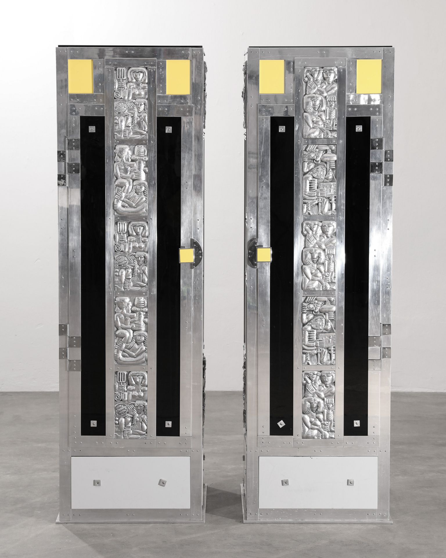 Art Déco, 2 Pillar Cabinets - Image 4 of 7