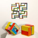 Dieter Balzer, Wall Relief and two Cubes, 2003, signed