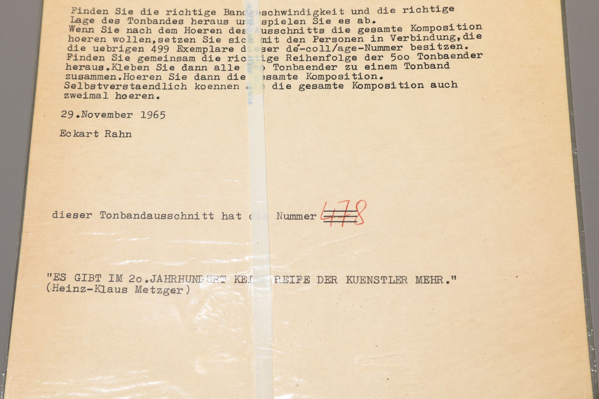 Joseph Beuys*, Mappe dé-coll/age 5, Zwei Fräulein mit Leuchtendem Brot. 1966 - Image 7 of 11