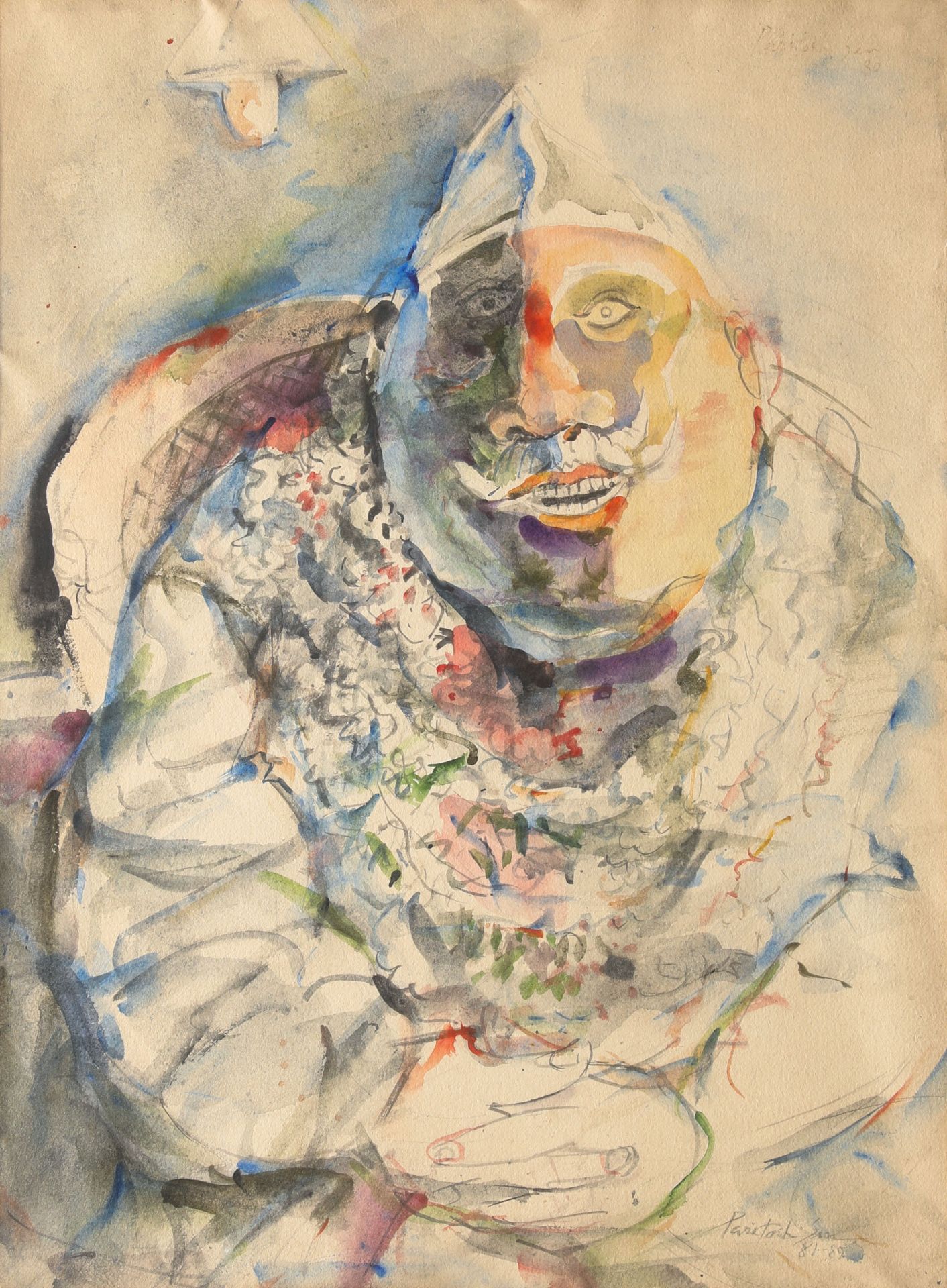Paritosh Sen, The Man with the Garlands, 1981-89, Acrylic as watercolor/paper - Image 2 of 5