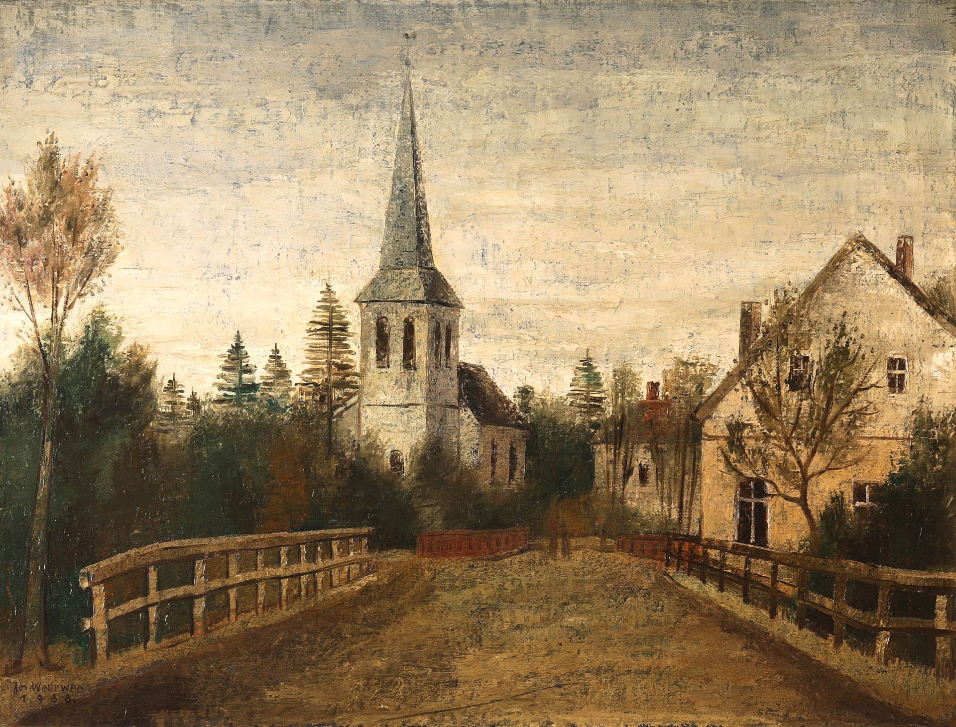 Josef Wedewer, Steverbrücke. 1938. Painting