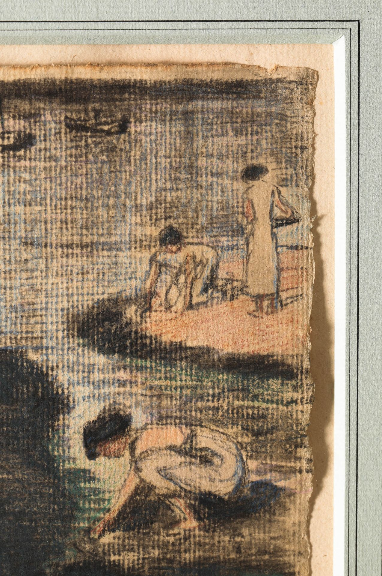 Ludwig von Hofmann, beach with shell collectors. Drawing, 1906 - Image 4 of 5