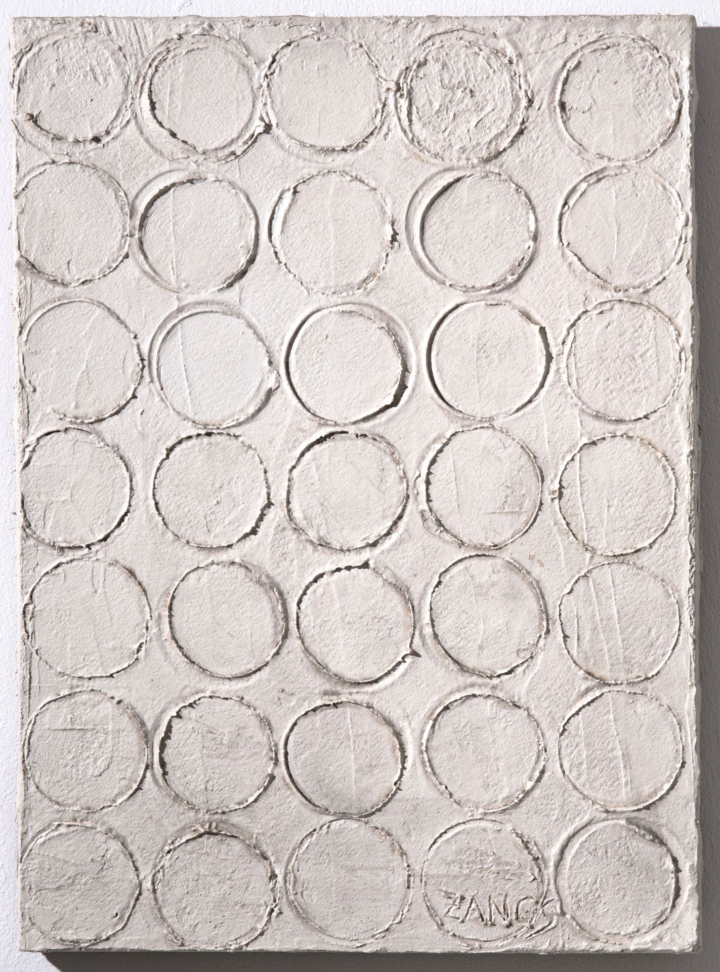 Herbert Zangs*, 1976, Relief image 35 circles. Mixed media/canvas - Image 2 of 8