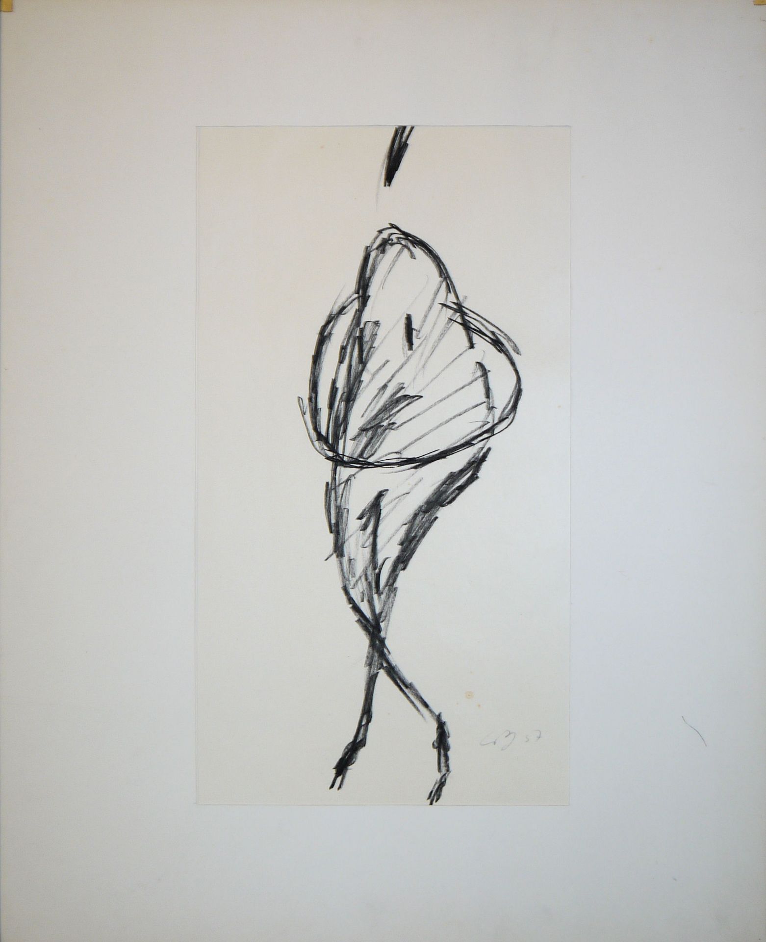Wilhelm Loth, Tanzende Frauen, two grease crayon drawings from 1957