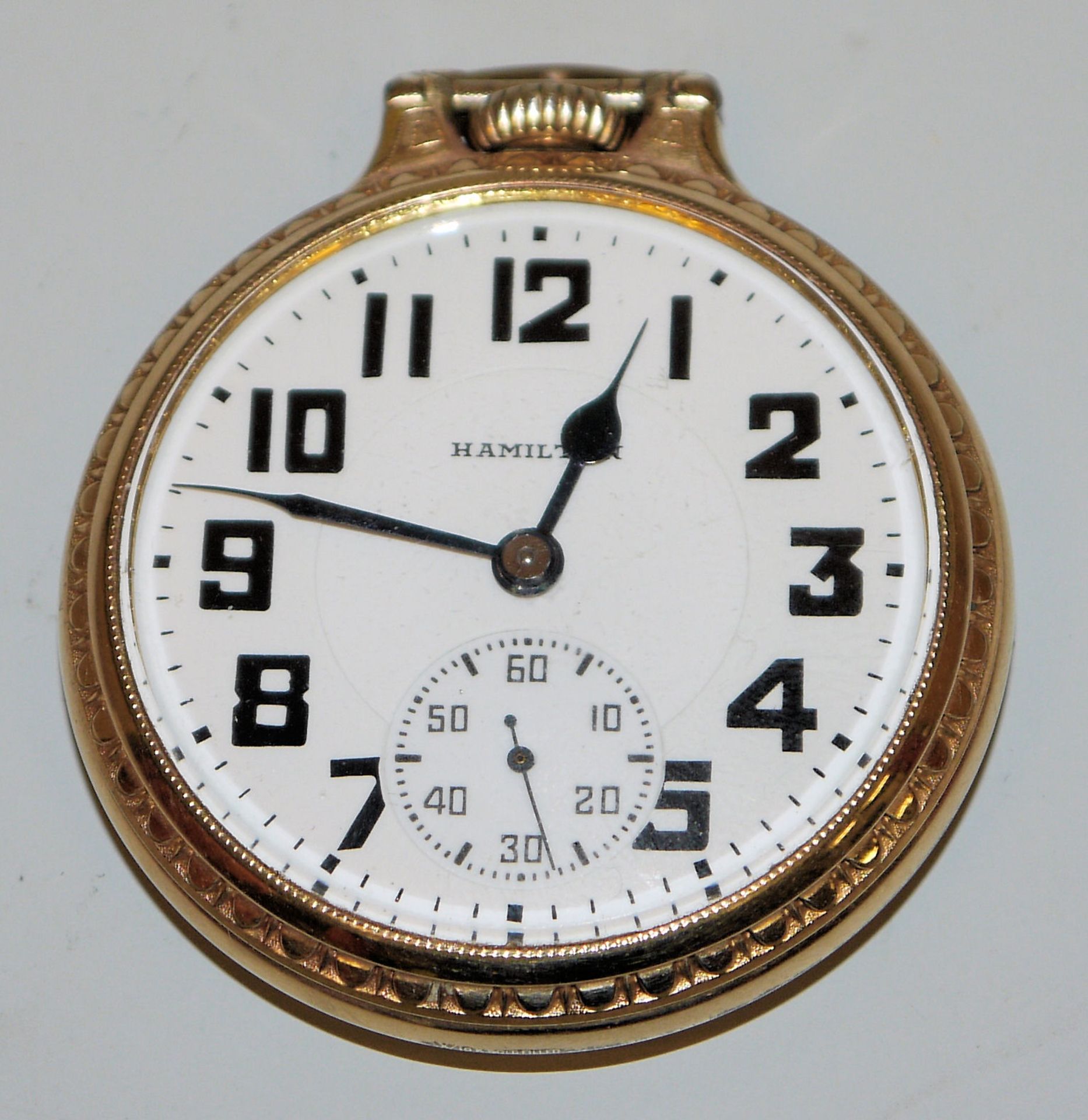 Pocket watch with concealed hands, Hamilton Watch Co., USA 1918