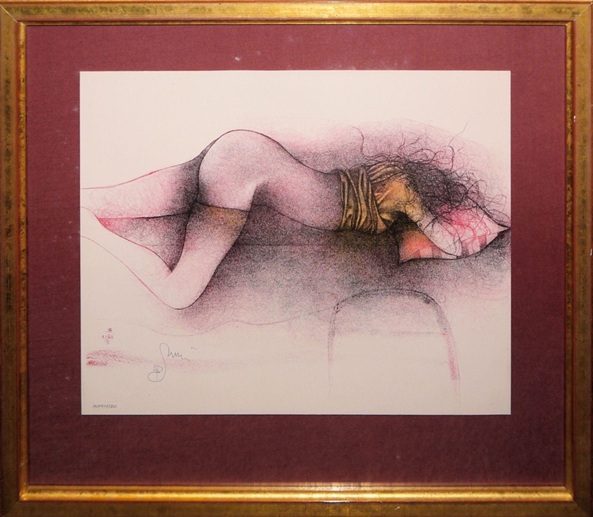 Bruno Bruni, Summer in Umbria & "Amanti", 4 signed colour lithographs from 1978, framed