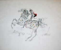 Salvador Dalí, La Chevauchée, signierte Farbradierung