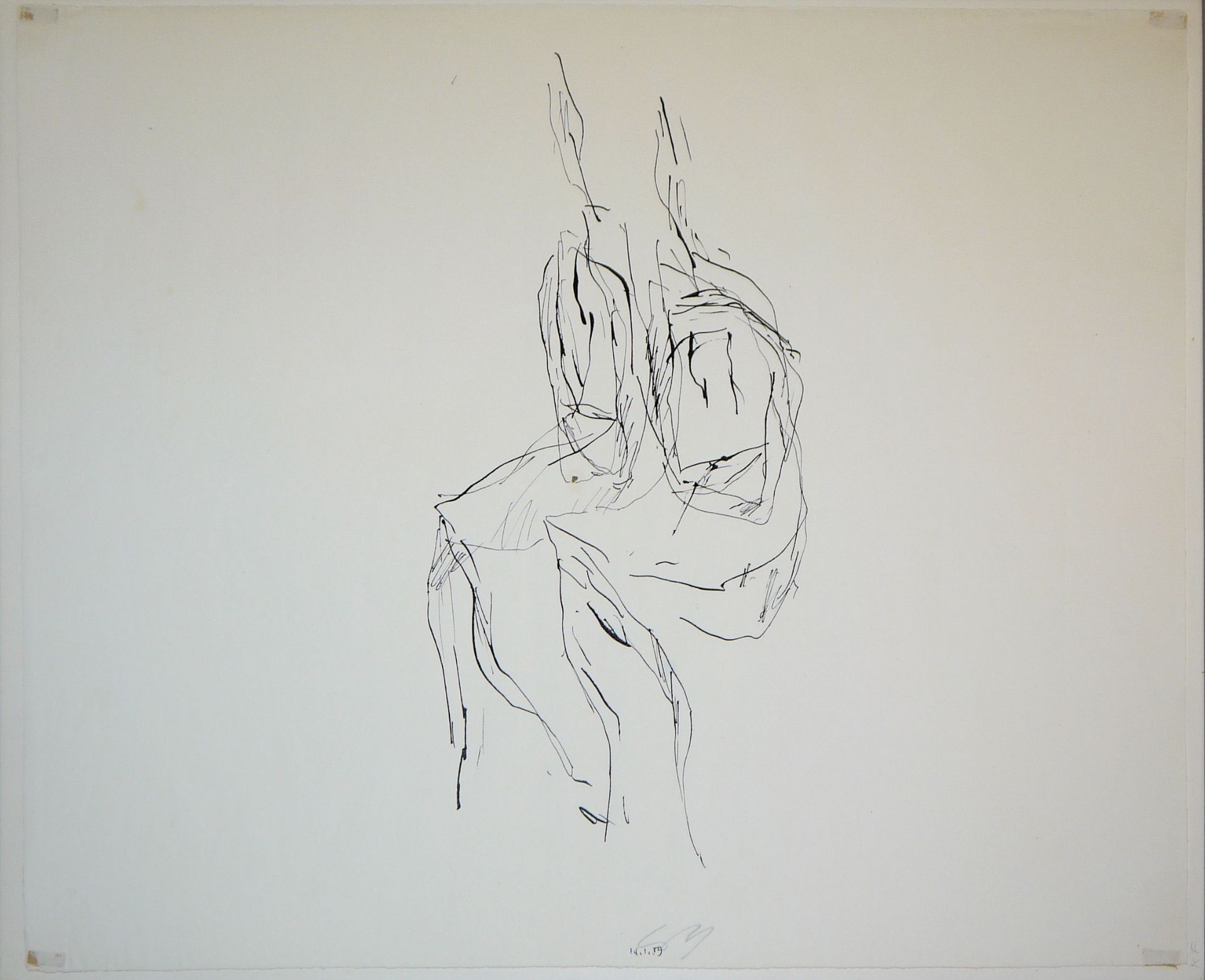 Wilhelm Loth, 2 sitzende & eine Tanzende Frau, two large ink drawings of the "new figuration" from 
