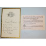 Banquet invitation and menu card from the German imperial era under Wilhelm II, Berlin 1909