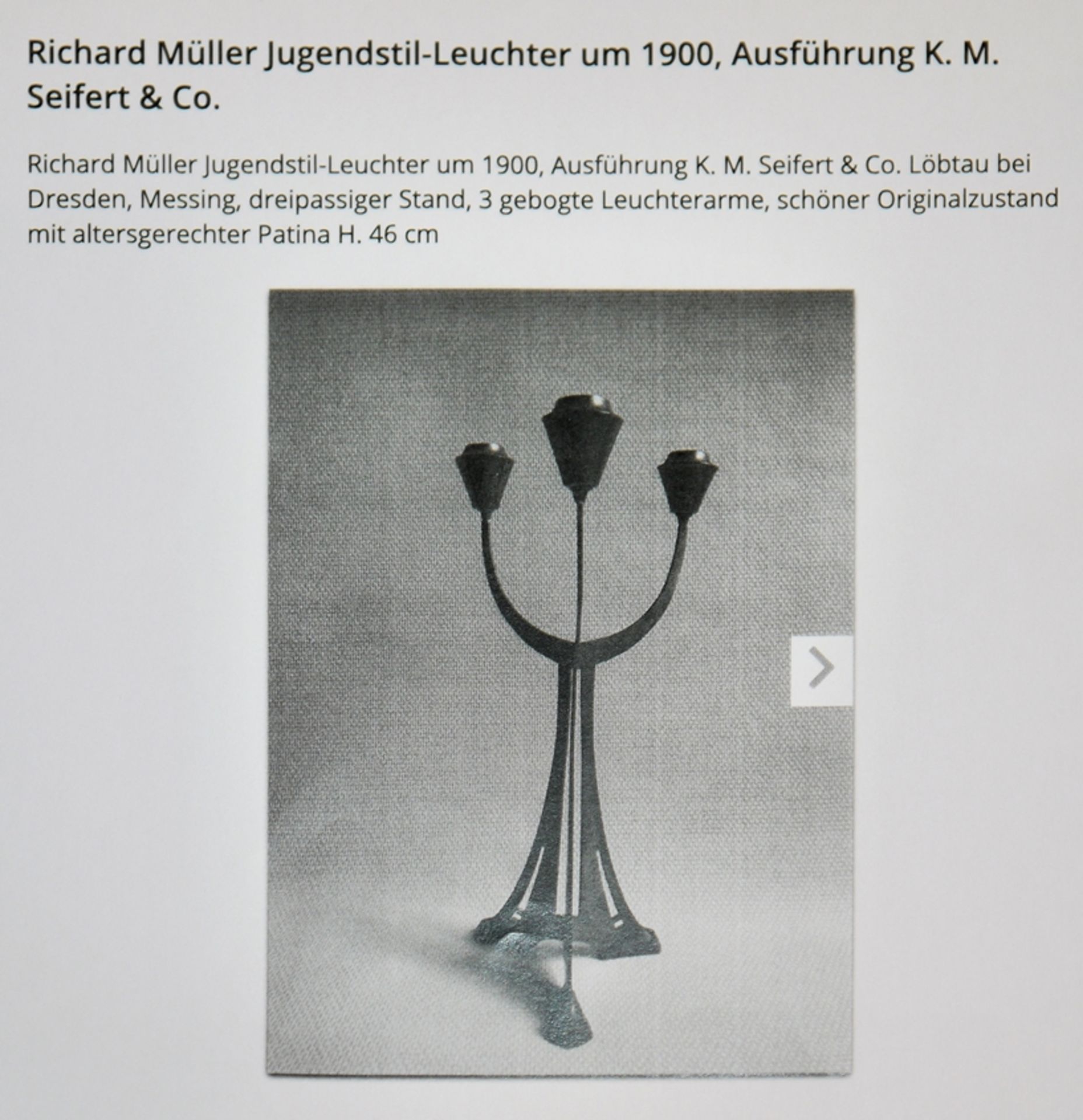 Pair of large Art Nouveau candlesticks, brass bronze, designed by Richard Müller - Image 2 of 2