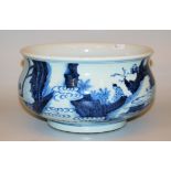 Incense bowl in blue and white porcelain, late Qing period, China 19th century