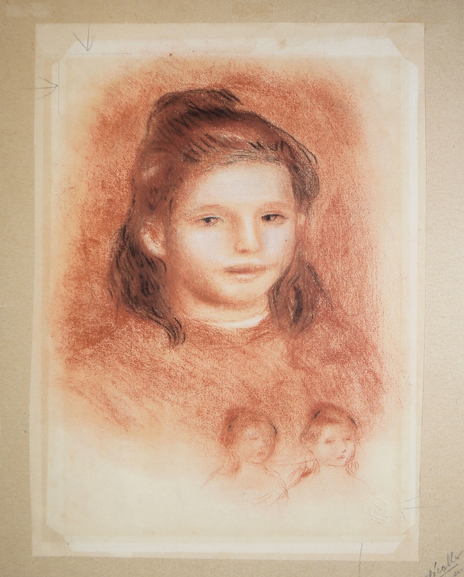 Pierre-Auguste Renoir, 2 pastels, a lithograph & an oil painting in gallery frame, 4 high quality r - Image 4 of 7