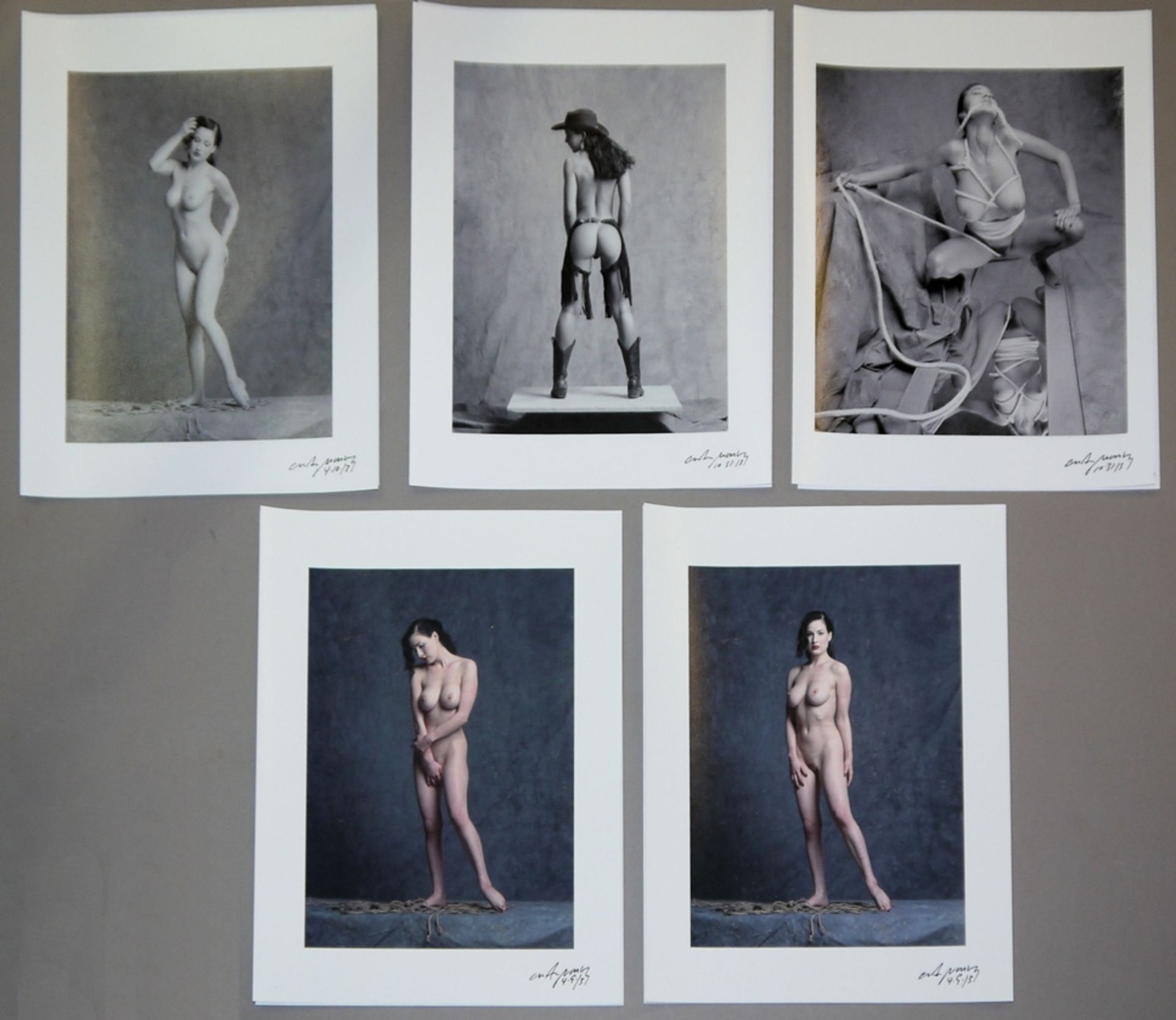 Craig Morey, Erotic Nudes, 5 signed photographs from 2013