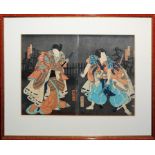Utagawa Yoshitaki, three colour woodcuts, Japan c. 1860/70