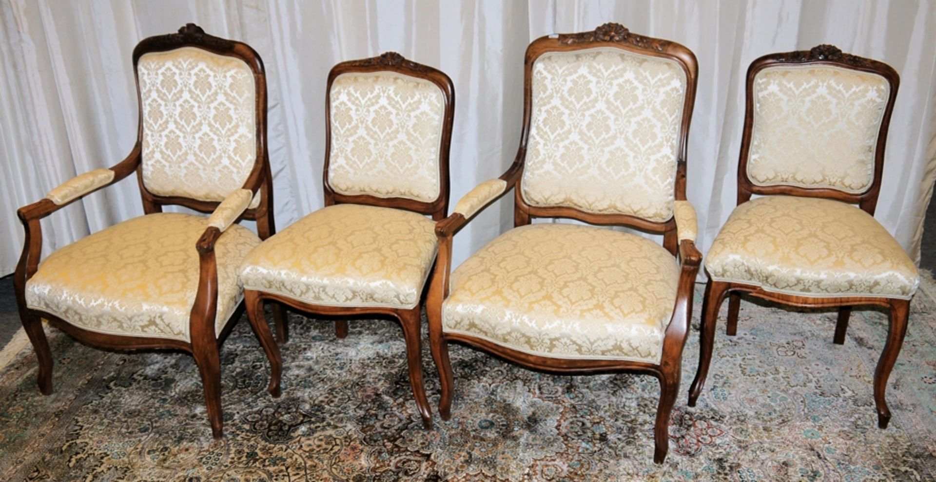 Four Louis Philippe armchairs and chairs, 2nd height 19th century