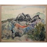 Will Sohl, Dünenlandschaft, signiertes Aquarell von 1948, galeriegerahmt