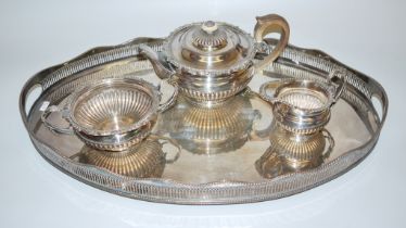 Vierteilieger Teekern in Silverplate, wohl georgisch, England um 1800