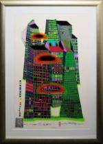 Friedensreich Hundertwasser, "Good Morning City - Bleeding Town", signierte Farbserigraphie mit Met