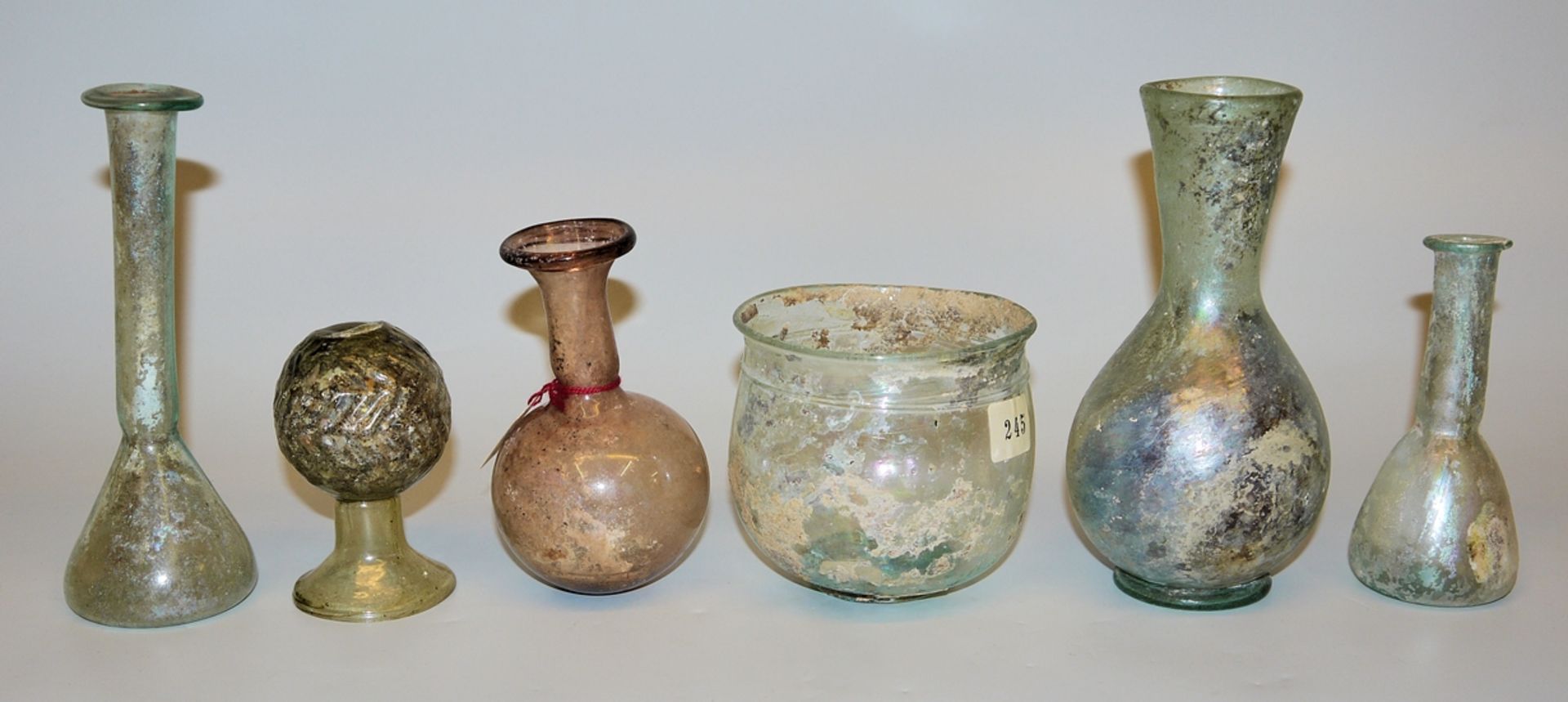 Six Roman jars, 1st-3rd century, from an old collection with family document