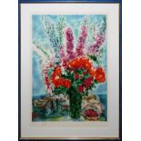 Marc Chagall, "Bouquet de renoncules", large numbered colour lithograph after a painting and thes, 