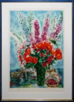 Marc Chagall, "Bouquet de renoncules", große nummerierte Farblithographie nach Gemälde und ders., d