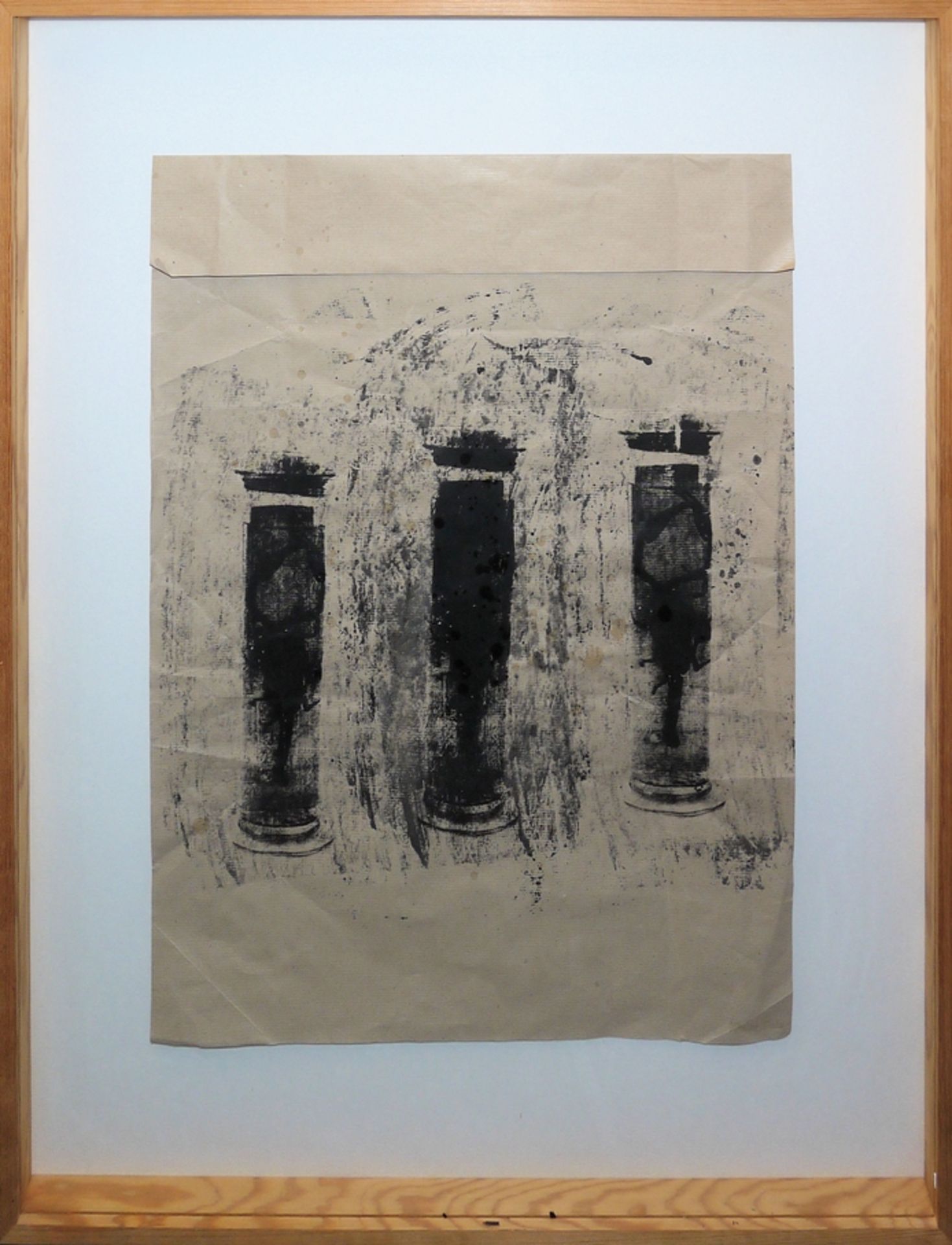 Walter Dahn, Untitled, mixed media on wrapping paper, gallery-framed