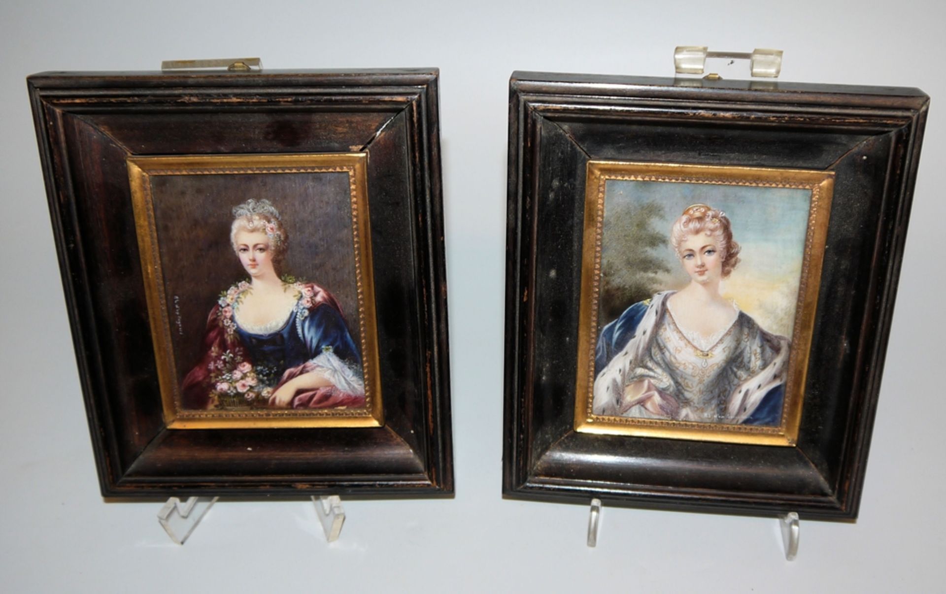 Collection bequest: 4 Romantic miniature paintings from the 19th cent. & 2 miniatures of beautiful  - Image 4 of 4