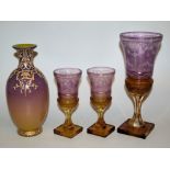 Pokal und zwei Weingläser im Biedermeierstil um 1900 & Vase, wohl Murano